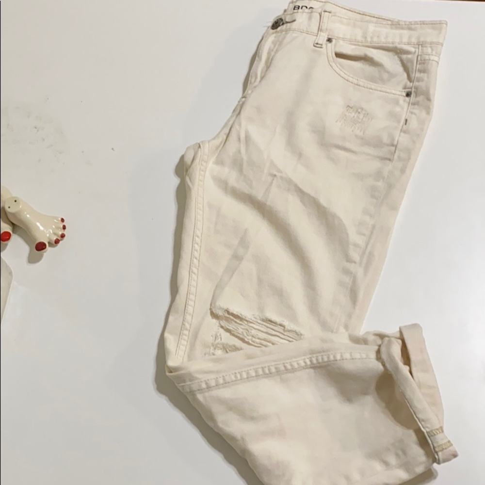 BDG cream distressed slim boyfriend jeans